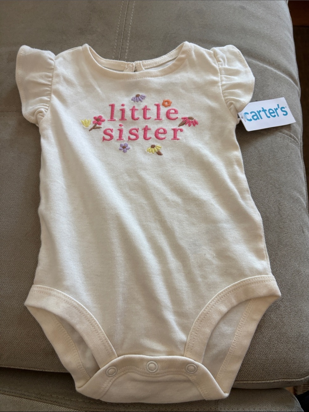 Carter's Cream "Little Sister" Floral One-Piece